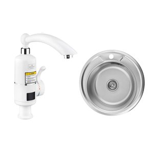 Комплект 2 в 1 кухонна мийка Kroner (0,6 мм) + Проточний водонагрівач Kroner  Volt CW092 з дисплеєм