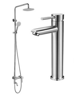 Набір душова система зі змішувачем для умивальника Wezer з нержавіючої сталі матове покриття