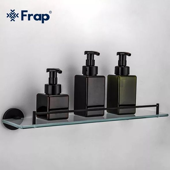 Скляна полиця для ванни Frap F30207 Чорний