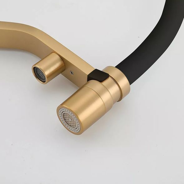 Смеситель для кухни под фильтр Gappo G4395-63 сатин золотий/чорний