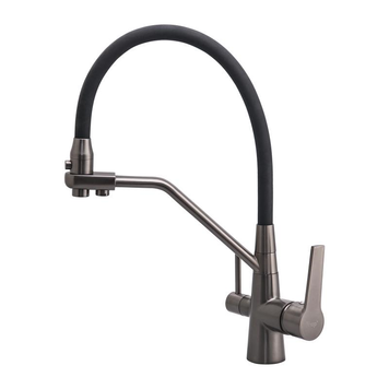 Смеситель для кухни под фильтр с гибким изливом Frap F4374-15 Графит