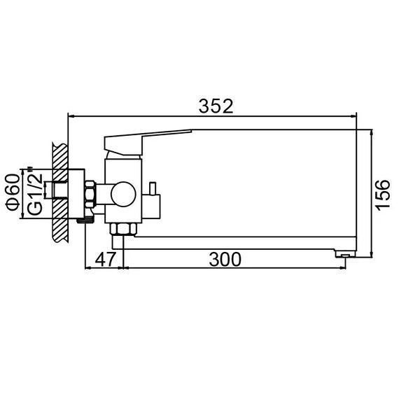 Смеситель для ванны WEZER EKO7A-01-BLACK черный