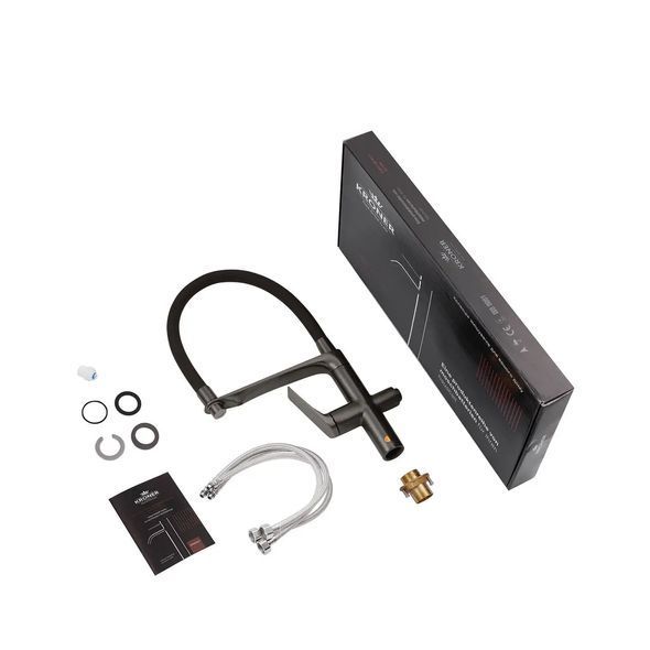 Комплект 4 в 1 кухонная мойка 5050HM PVD 3/1 мм с дозатором, корзиной и смесителем для фильтра Kroner Графит