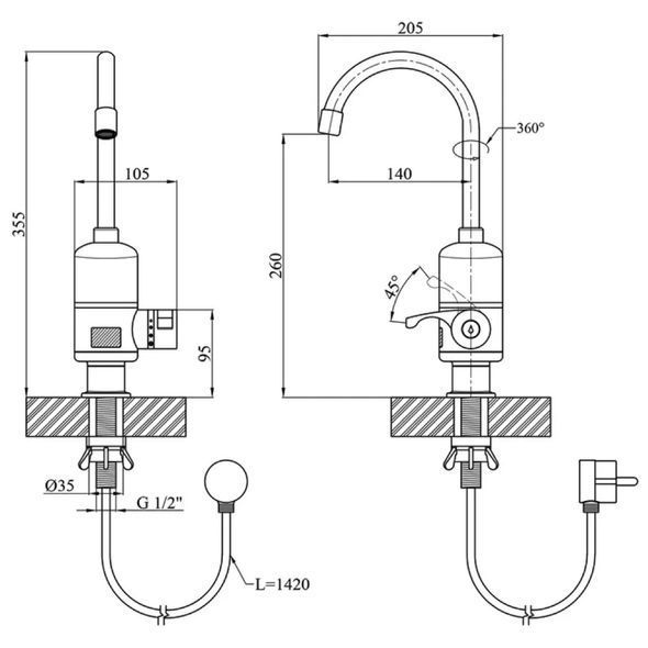 Кран водонагрівач із датчиком температури Wezer SDR-A05T