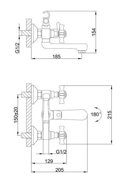 Змішувач для ванни Frap F3024, хром