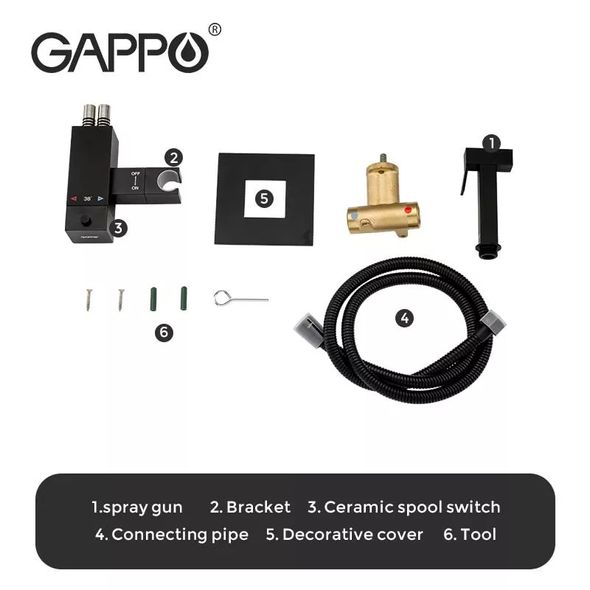 Гігієнічний душ із термостатом Gappo G7207-60 Чорний
