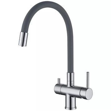 Змішувач для кухні під фільтр Gappo G4398-30 Сірий/Хром