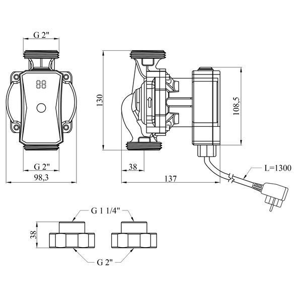 Насос циркуляционный энергосберегающий Pumpman GRC32/7/130 Нmax 7м Qmax 3,6куб.м P 52 Вт