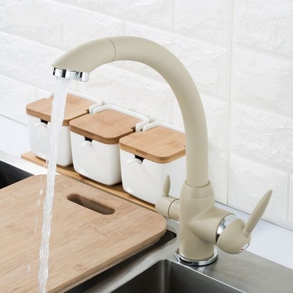 Смеситель для кухни на две воды Frap F4399-20 Бежевый