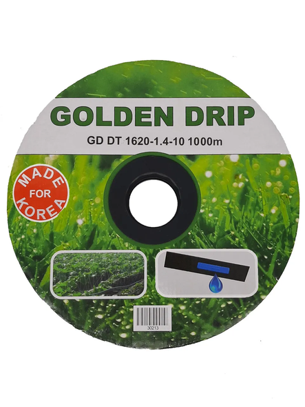 Крапельна стрічка GOLDEN DRIP 8 міл Емітерна 20см 100м (1.4 л/г)