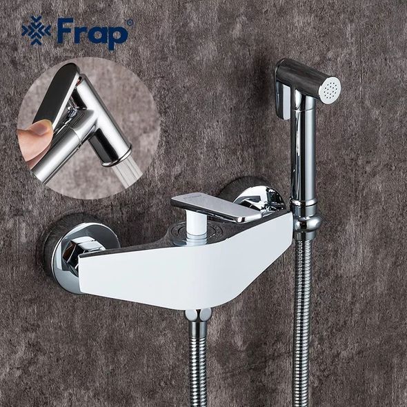 Смеситель для душа с гигиенической воронкой Frap F2058, белый/хром