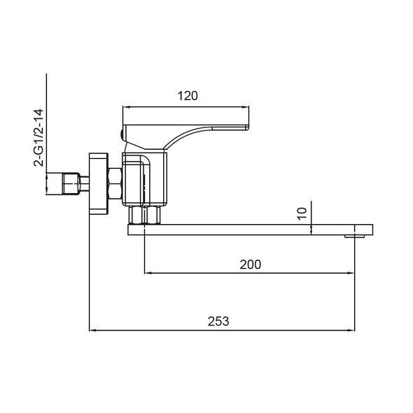Смеситель для кухни настенный KOER KB-73010-05  Черный