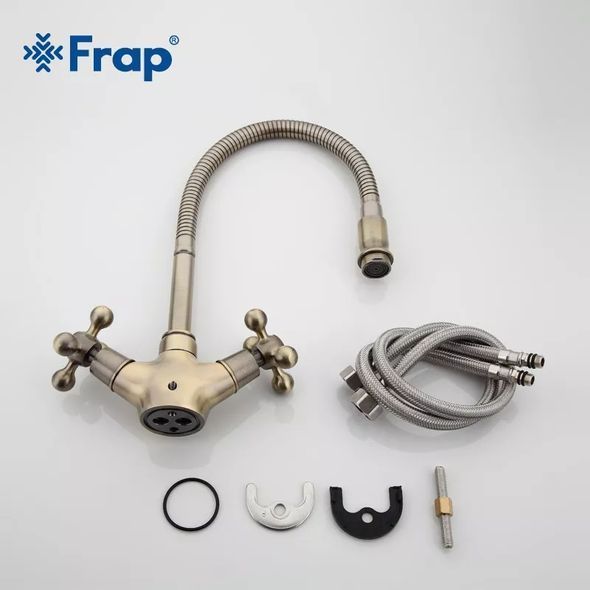 Смеситель для кухни Frap F4319-4 с гибким изливом, Бронза