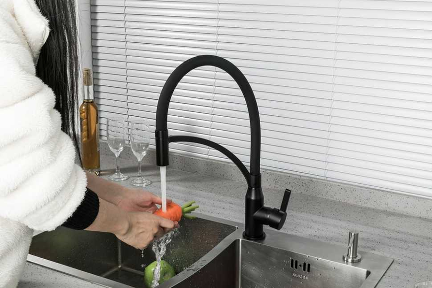 Смеситель для кухни Frap F4552-6 с гибким изливом Черный