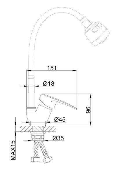 Смеситель для кухни Frap F43701-B с гибким изливом, Хром