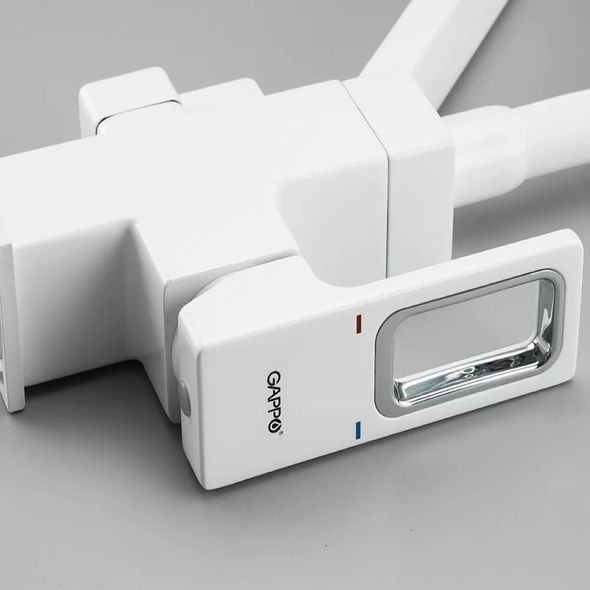 Смеситель для кухни под фильтр с гибким изливом Gappo G4317-8 Белый