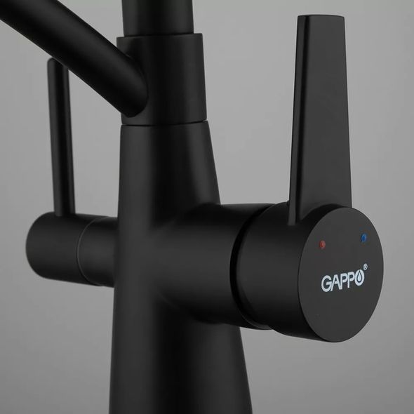 Смеситель для кухни под фильтр с гибким изливом Gappo G4398-16 Черный
