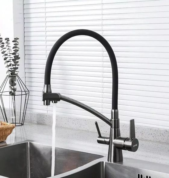 Смеситель для кухни с гибким изливом на две воды GAPPO G4398-19 Графит