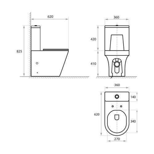 Унитаз напольный компакт безободковый Koller Pool Grace Smart Rimless с сиденьем Soft-close 0569550119