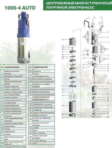 Насос погружной ALBA 1000-4 AUTO центробежный