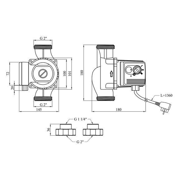 Насос циркуляційний Pumpman GRS 32/80/180 + гайки