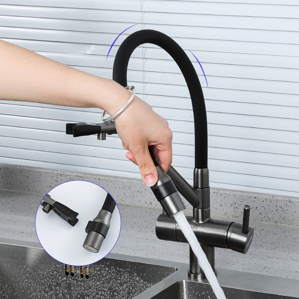 Смеситель для кухни на две воды GAPPO G4398-89 Графит