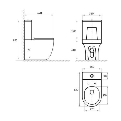 Унитаз напольный компакт безободковый Koller Pool Twin Rimless с сиденьем Soft-close 0570550119