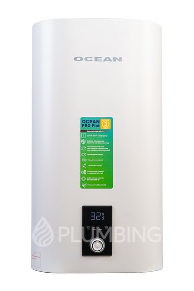 Бойлер плоский Ocean Flat Digital 80л эмалированный бак мокрый тэн