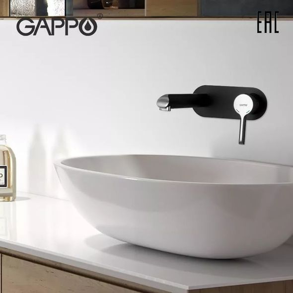 Встраиваемый смеситель для раковины Gappo G1003-26 черный/хром