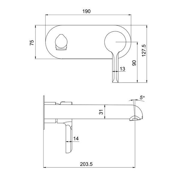 Встраиваемый смеситель для раковины Gappo G1003-26 черный/хром