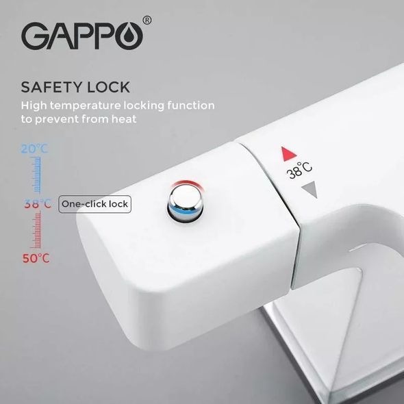 Смеситель для умывальника с термостатом Gappo G1007-50 белый/хром
