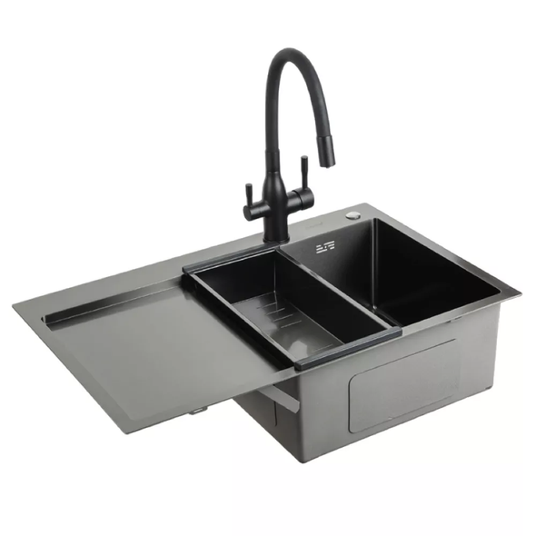 Кухонная мойка GAPPO GS7850-6R накладная 780x500 мм, поверхность PVD, правая