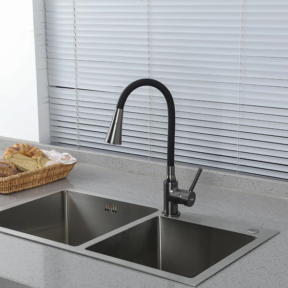 Смеситель для кухни под фильтр Frap F4044-9 с гибким изливом Графит
