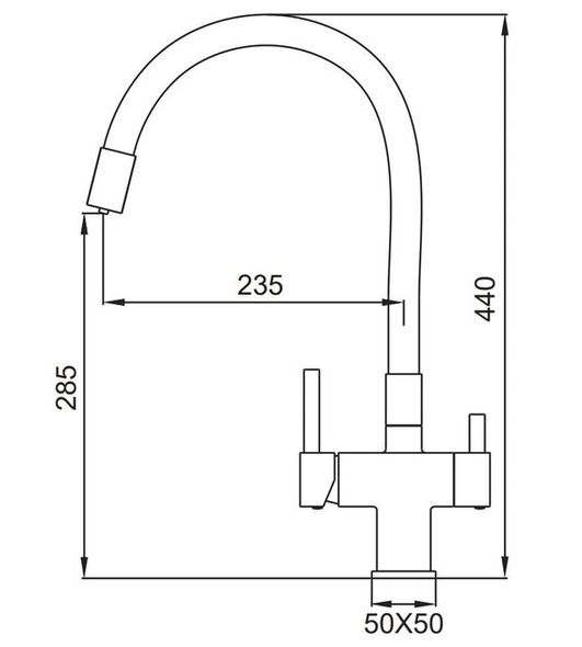 Змішувач для кухні Koer KB-72023-01 з виходом для питної води Хром