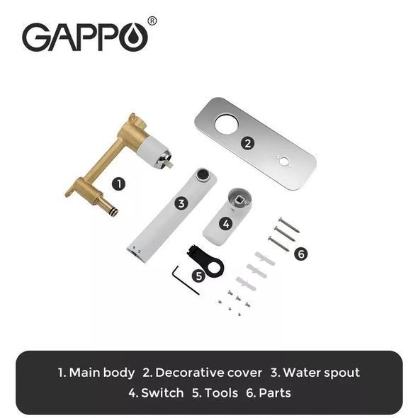 Смеситель для умывальника Gappo G1048-22 белый/хром