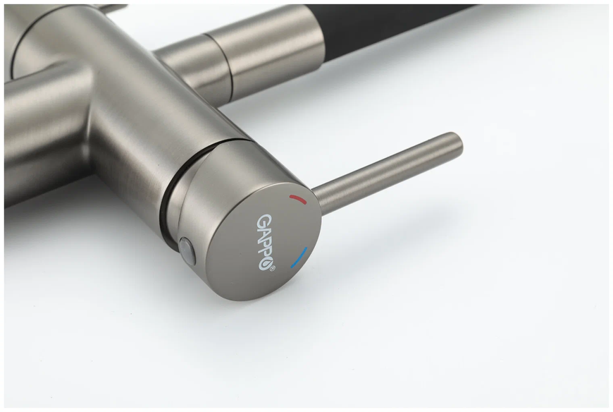 Смеситель гибкий для кухни под фильтр Gappo G4398-39 Черный/Графит