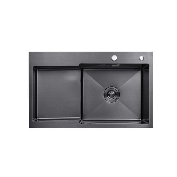 Комплект 4 в 1 кухонна мийка Kroner KRP PVD Schwarze - 7848RHM з дозатором, кошиком і змішувачем Kroner